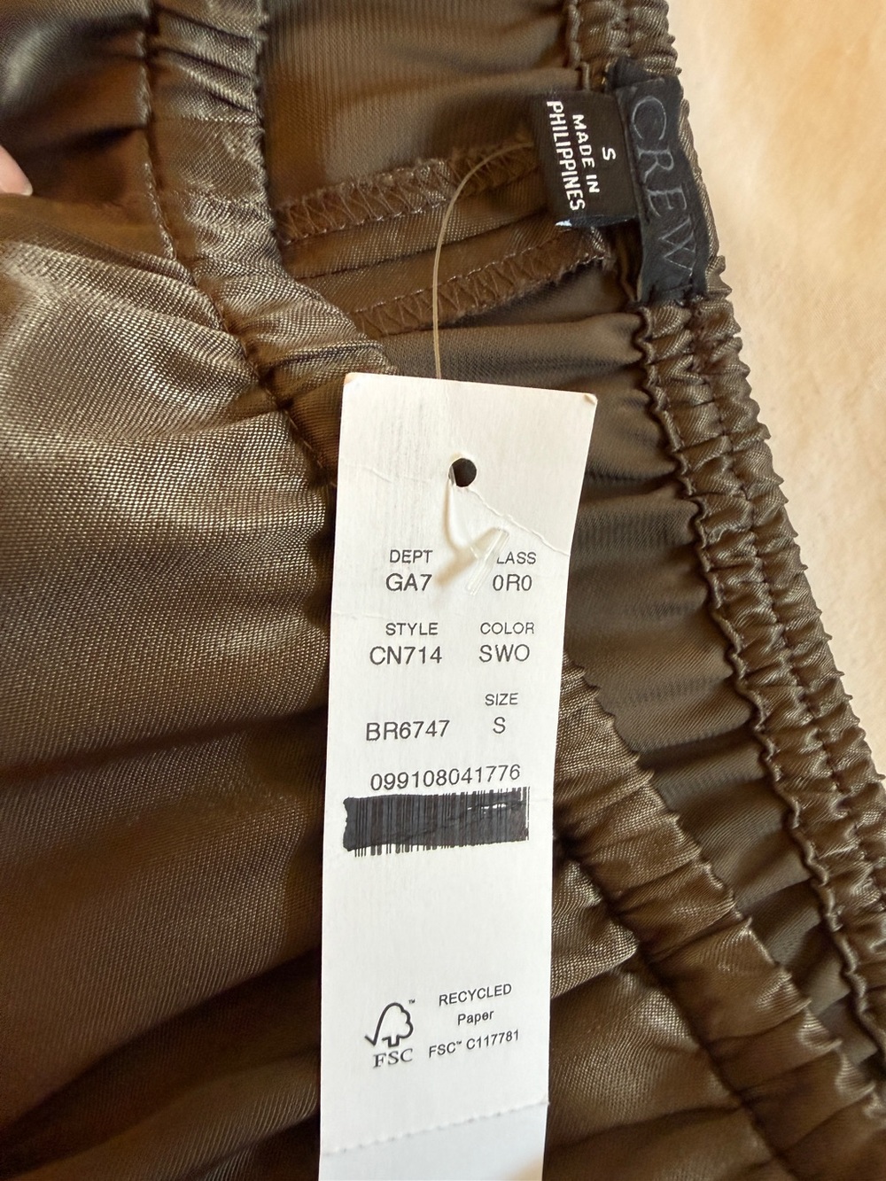 JCrew Cosmo pant in luster charmeuse in Smoky Wood brown - size small - CN714 - Picture 9 of 11